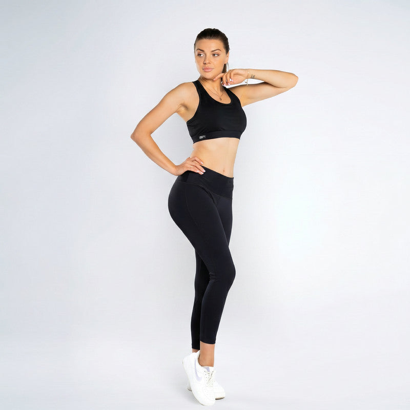 Solid Cross-Back Swim Bra – Black