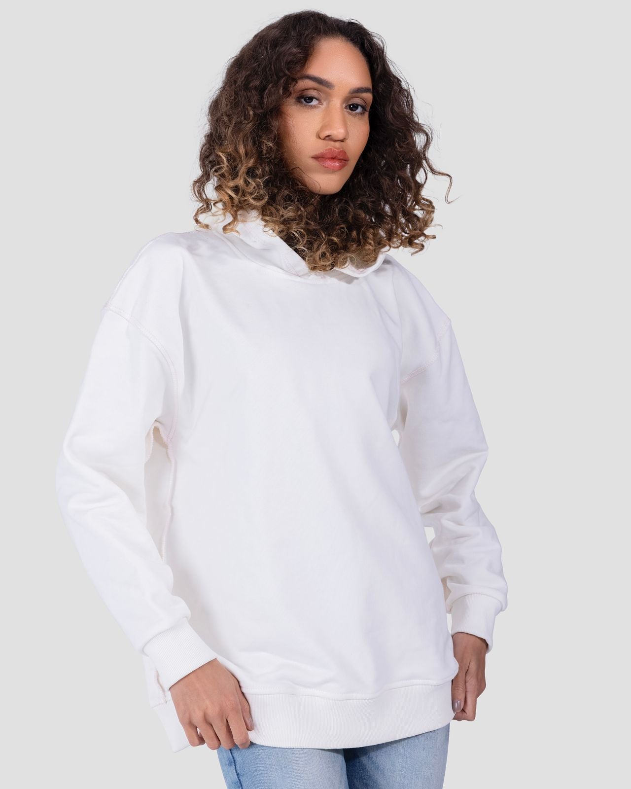 Cotton Pull-Over Hoodie - White