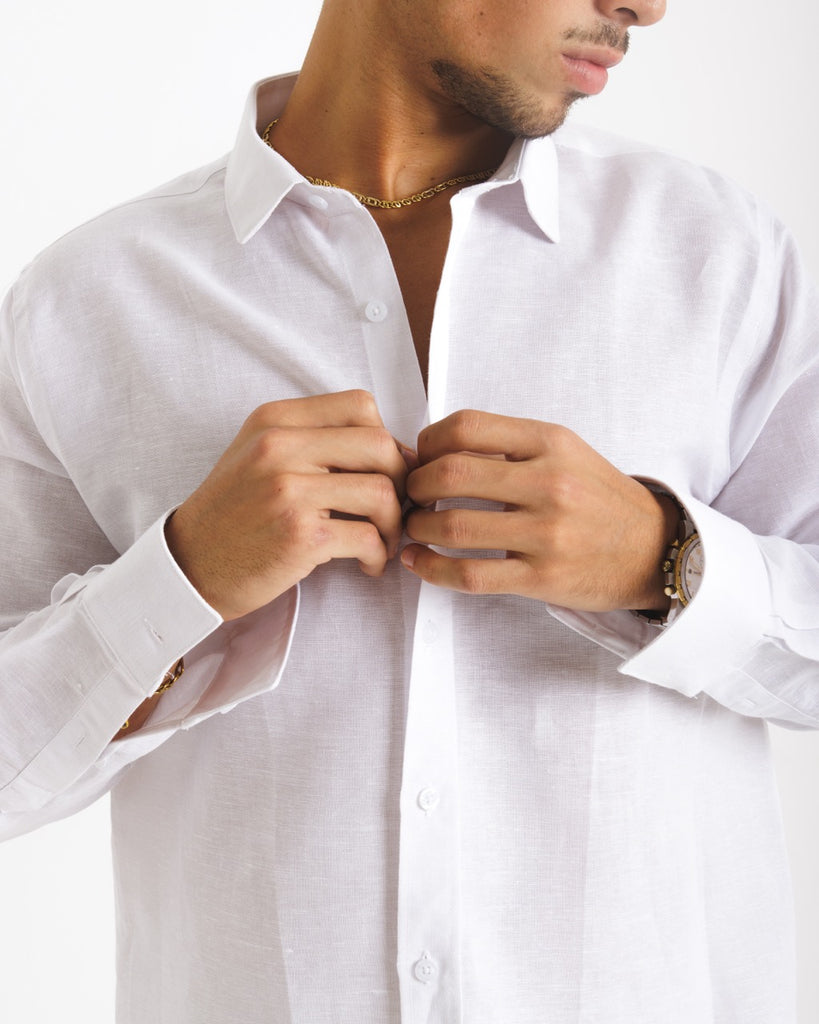 Linen Long Sleeve Shirt – White