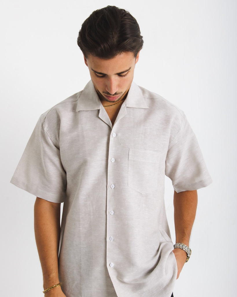 Linen Short Sleeve Shirt – Grey