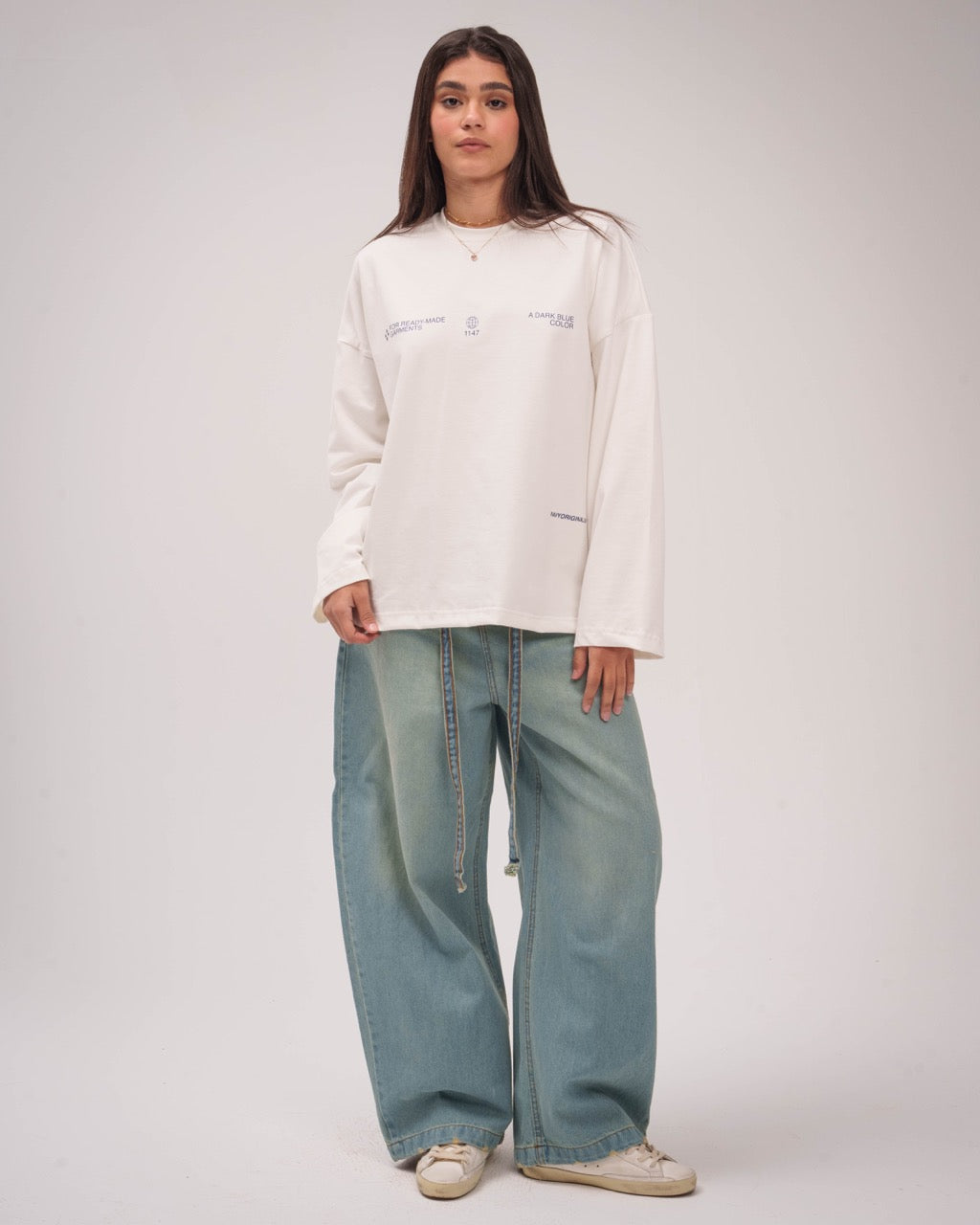 Cotton Printed Long Sleeve – Off White