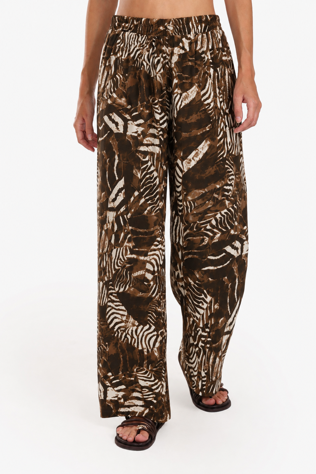 Zebra Lightweight Wide Pants - Brown Shades
