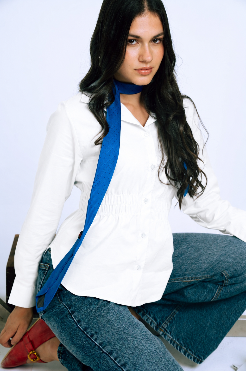Smocked Waist Shirt - Off White