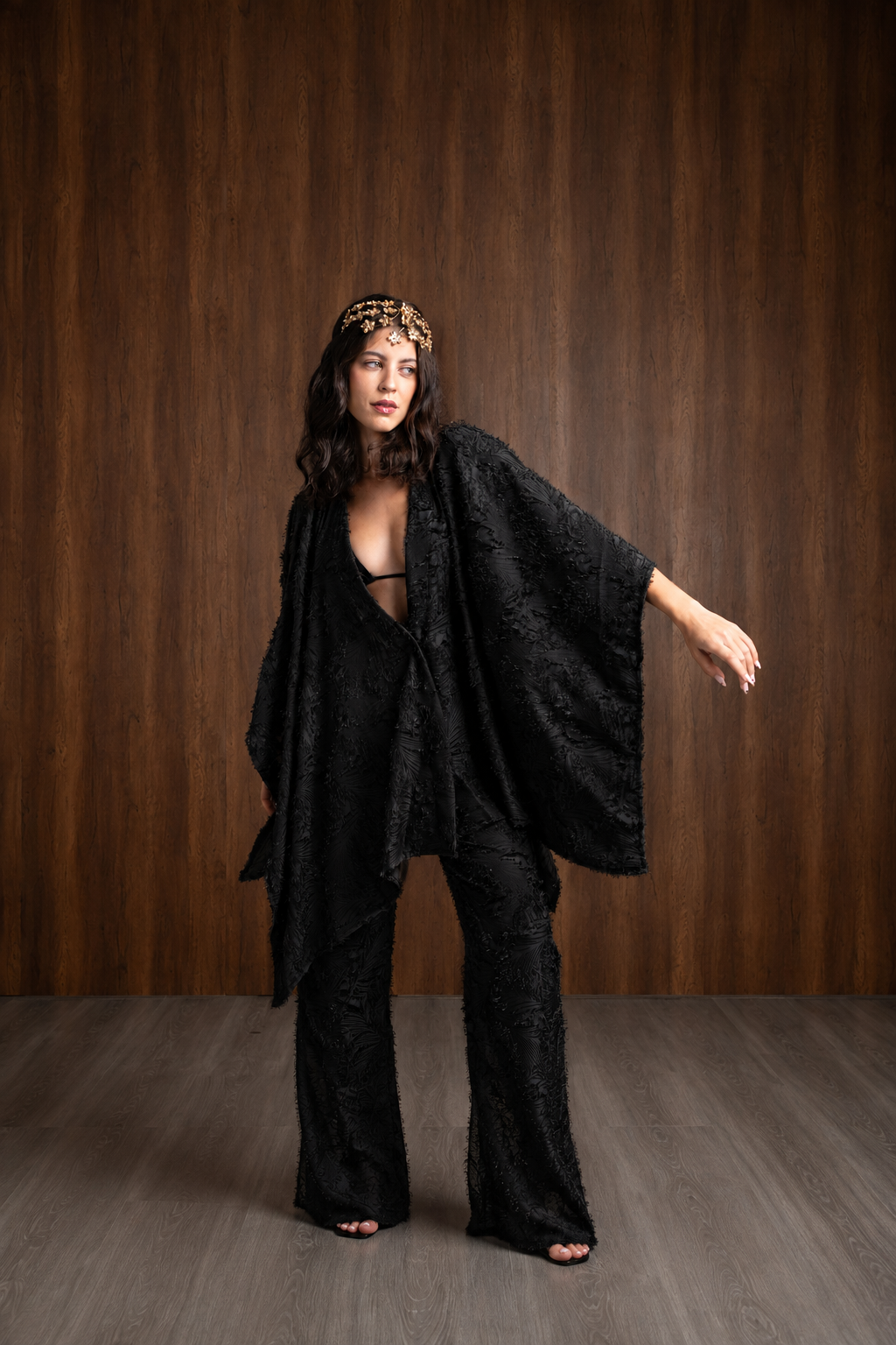 Fuzzy Beach Kimono - Black