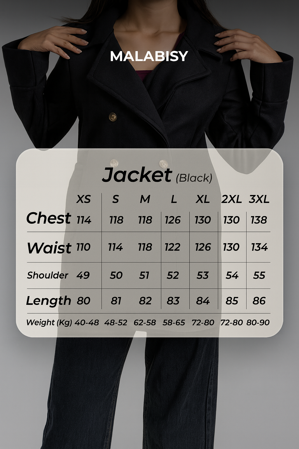 Wool Double-Breasted Jacket – Black
