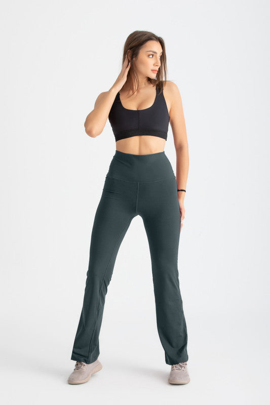 Solid High-Waist Flare Leggings – Teal