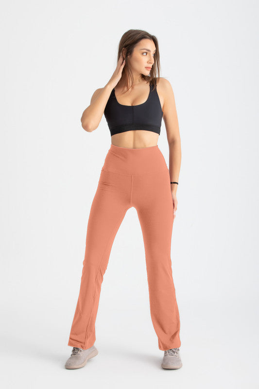 Solid High-Waist Flare Leggings – Canyon Clay