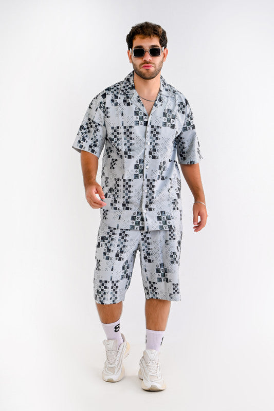 Pixel Graphic Relaxed Set – Light Grey & Black