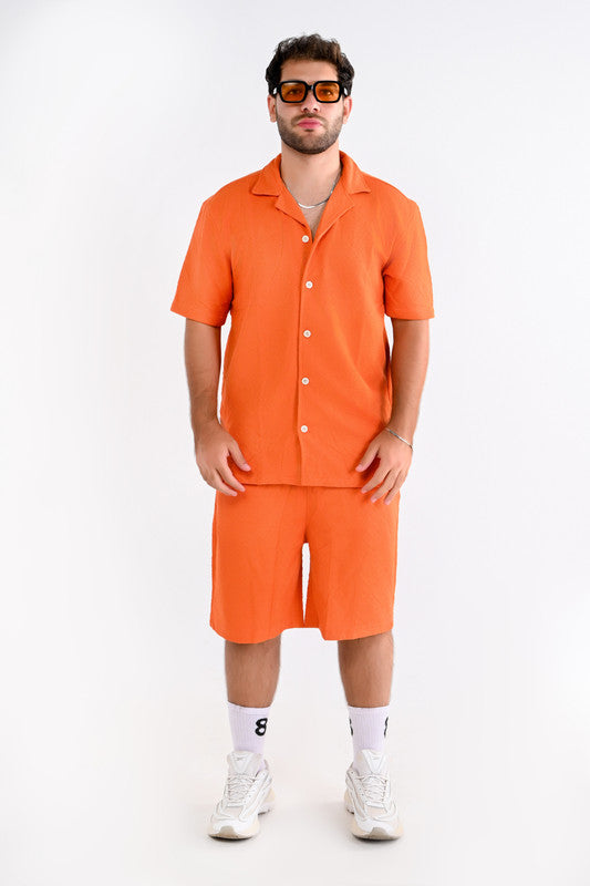 Textured Relaxed Shoreline Set – Orange