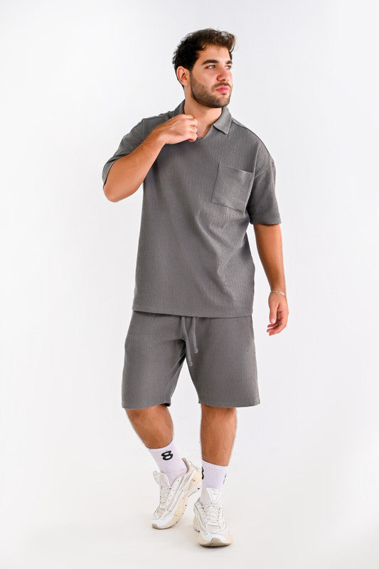 Textured Oversized Shoreline Set – Graphite Grey