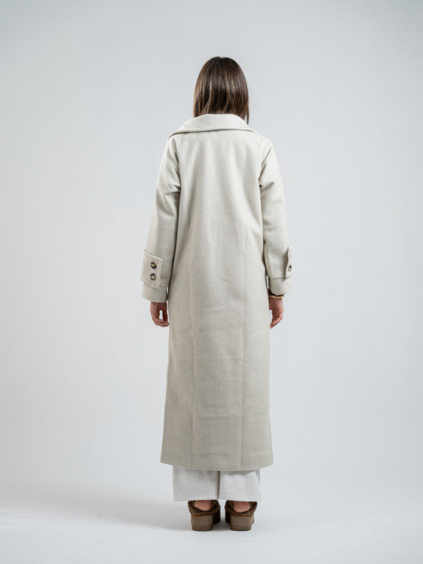 Wool Double-Breasted Coat – Light Grey