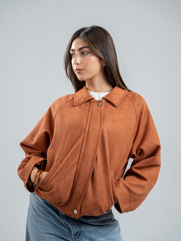 Suede Solid Zip Jacket – Havan
