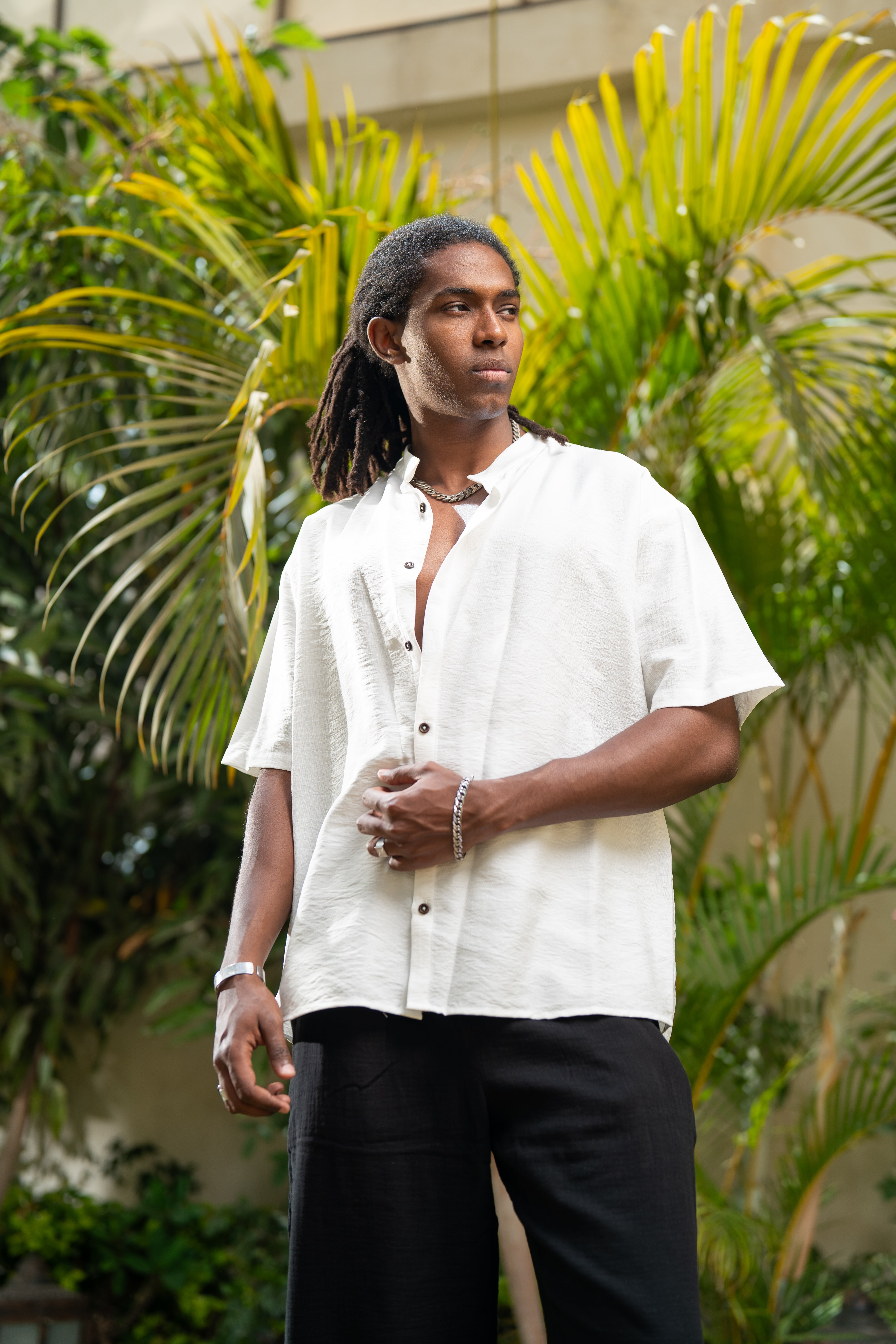 Oversized Short Sleeve Linen Shirt