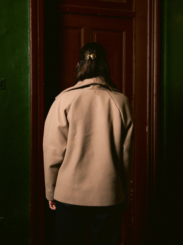 Wool Solid Button Jacket – Café