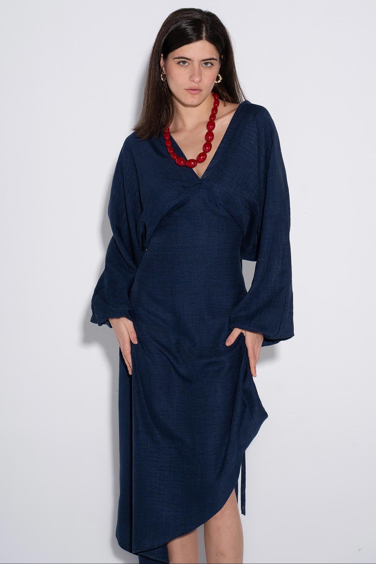 Timeless Wrap Midi Dress - Navy