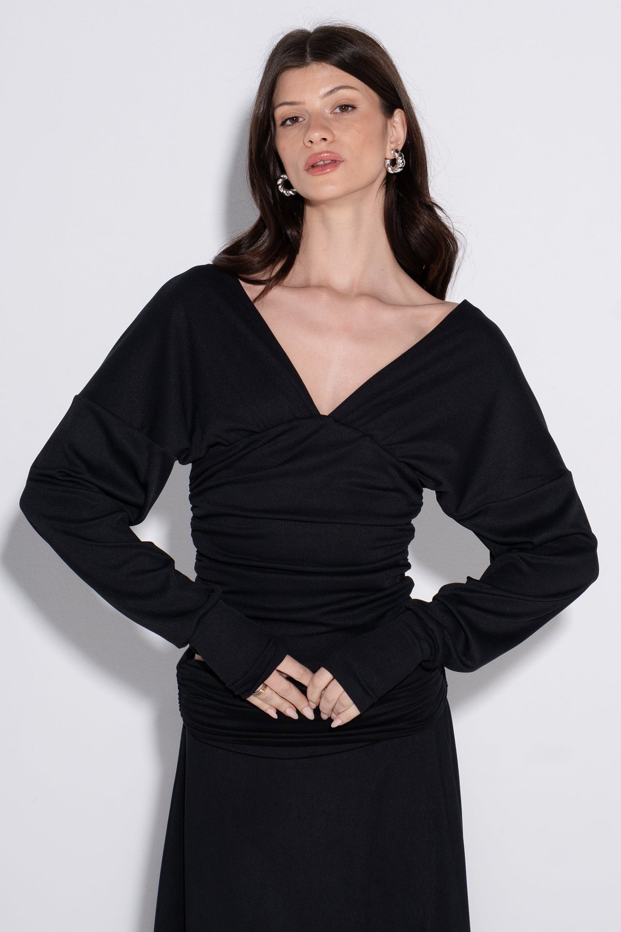 Nina Draped Top - Black