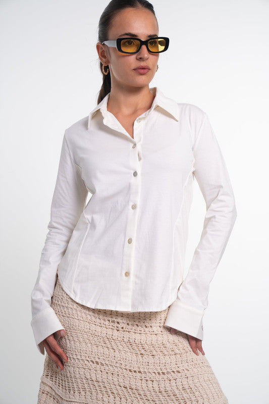 Solid Fitted Buttoned Shirt – Off White