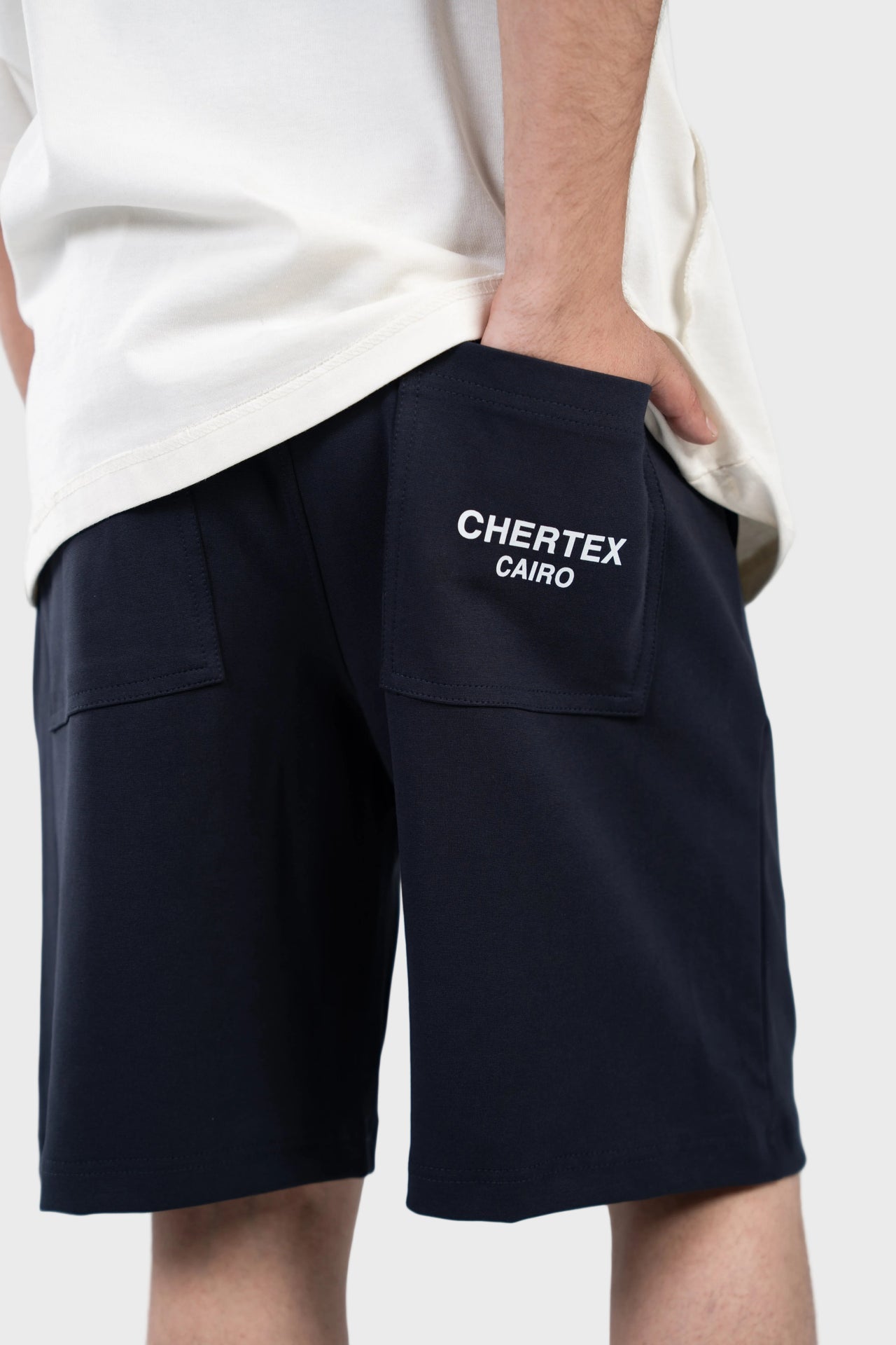 Navy Pocket Print Shorts