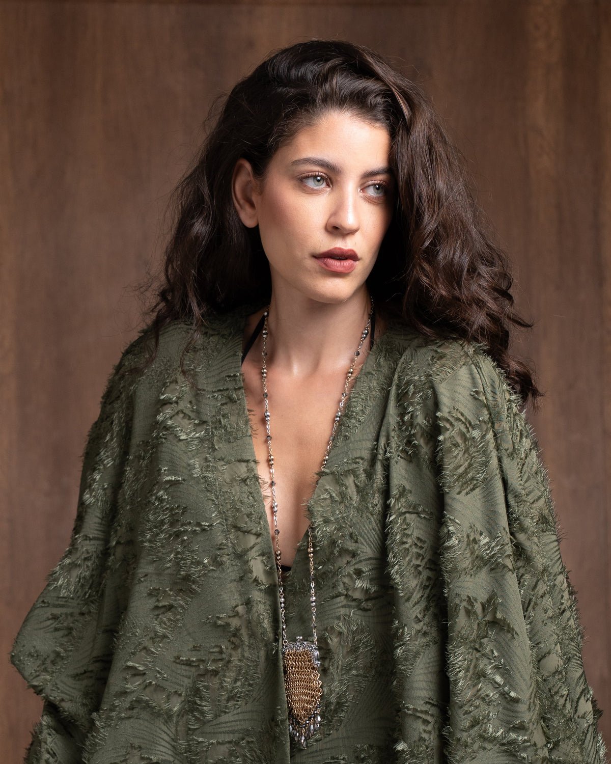 Fuzzy Beach Kimono - Olive