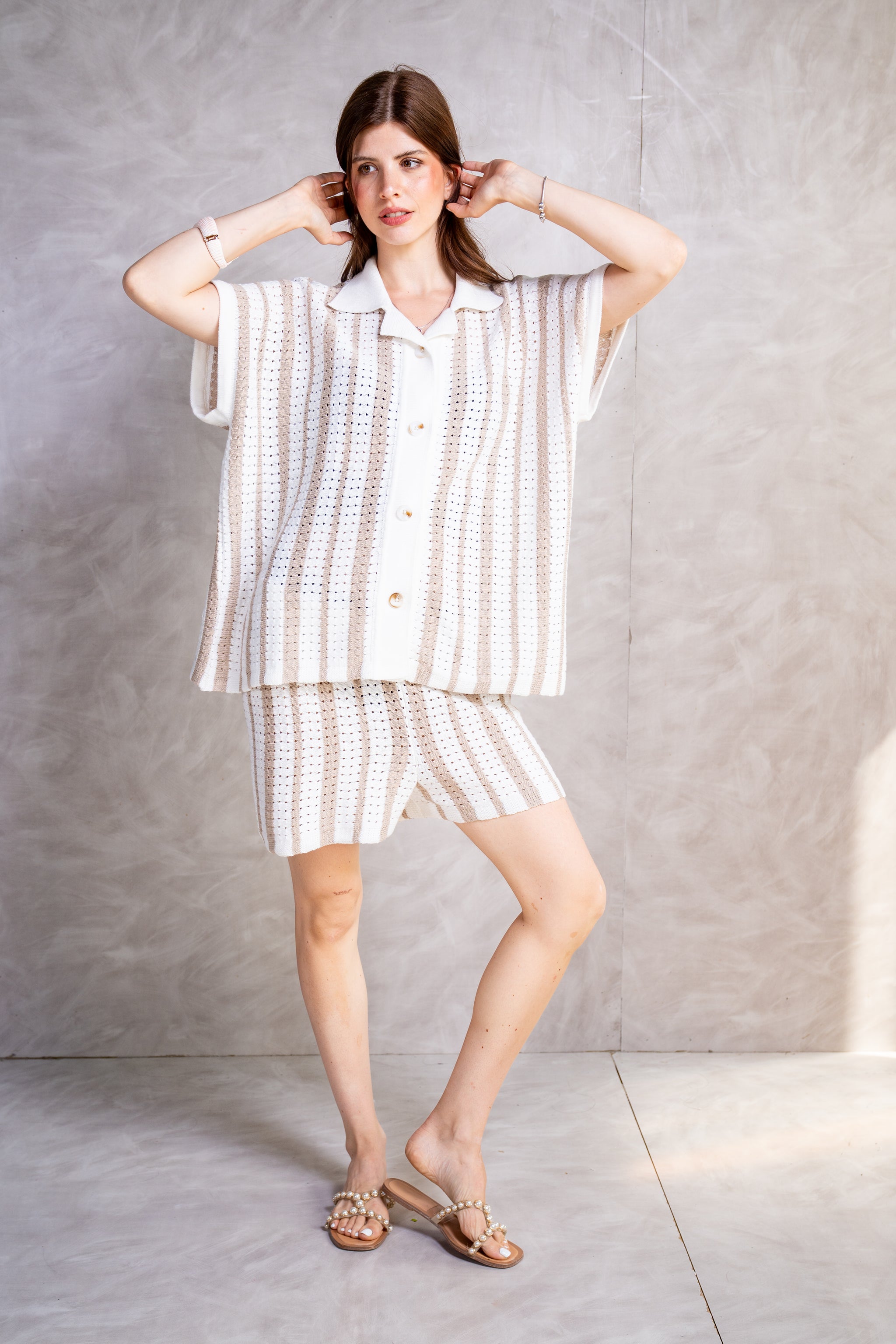 Coastal Knit Shorts - Light Beige