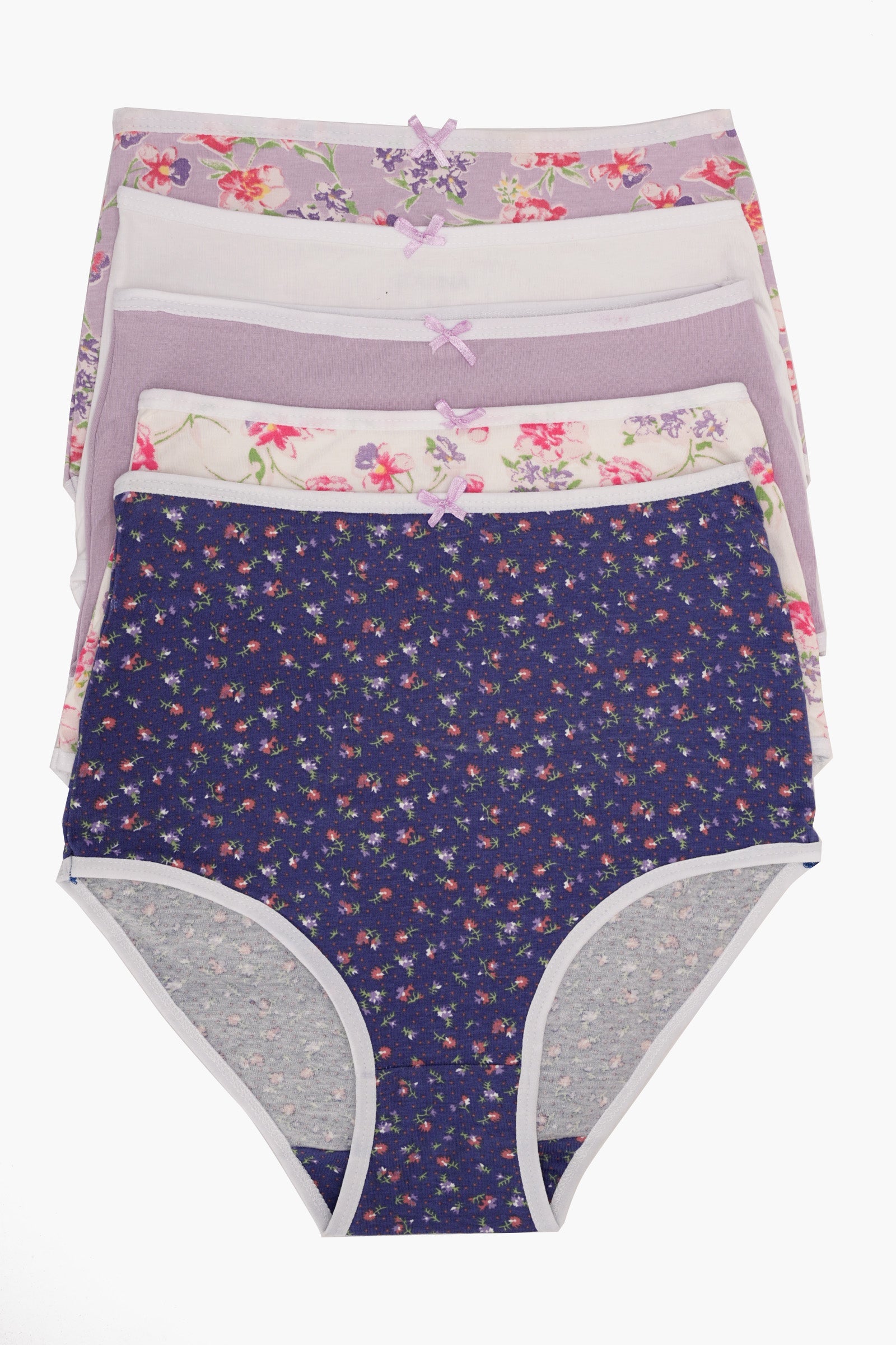 Cotton Pack of 5 Colored Full Brief Panties - Multicolor