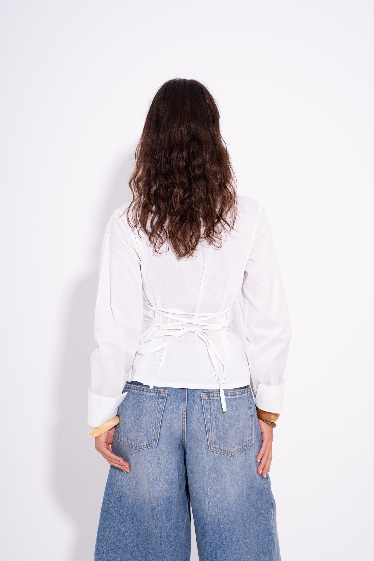 Poplin Colorful Button Shirt – White