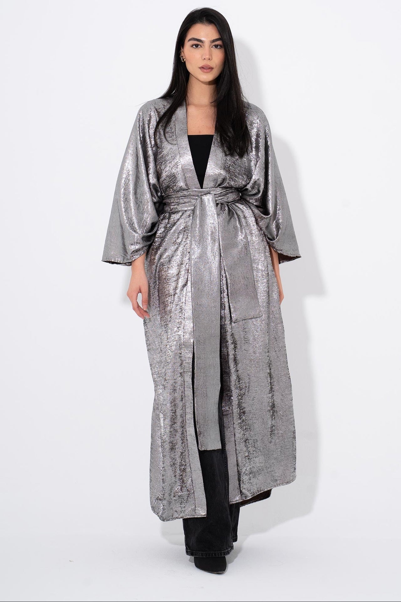 Noor Moon Metallic Kaftan - Silver