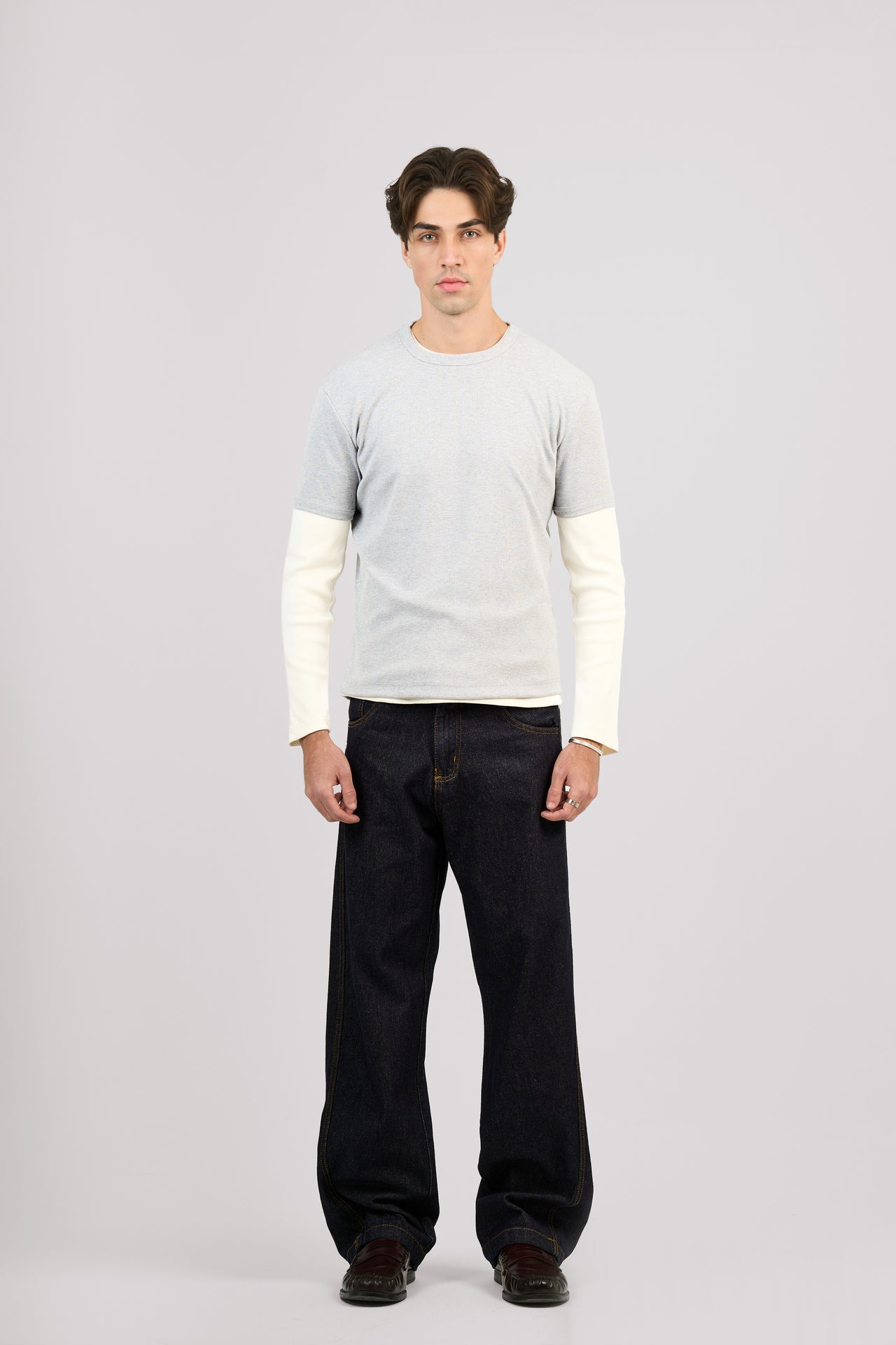 RAW BLUE X GOLD SLANTED JEANS