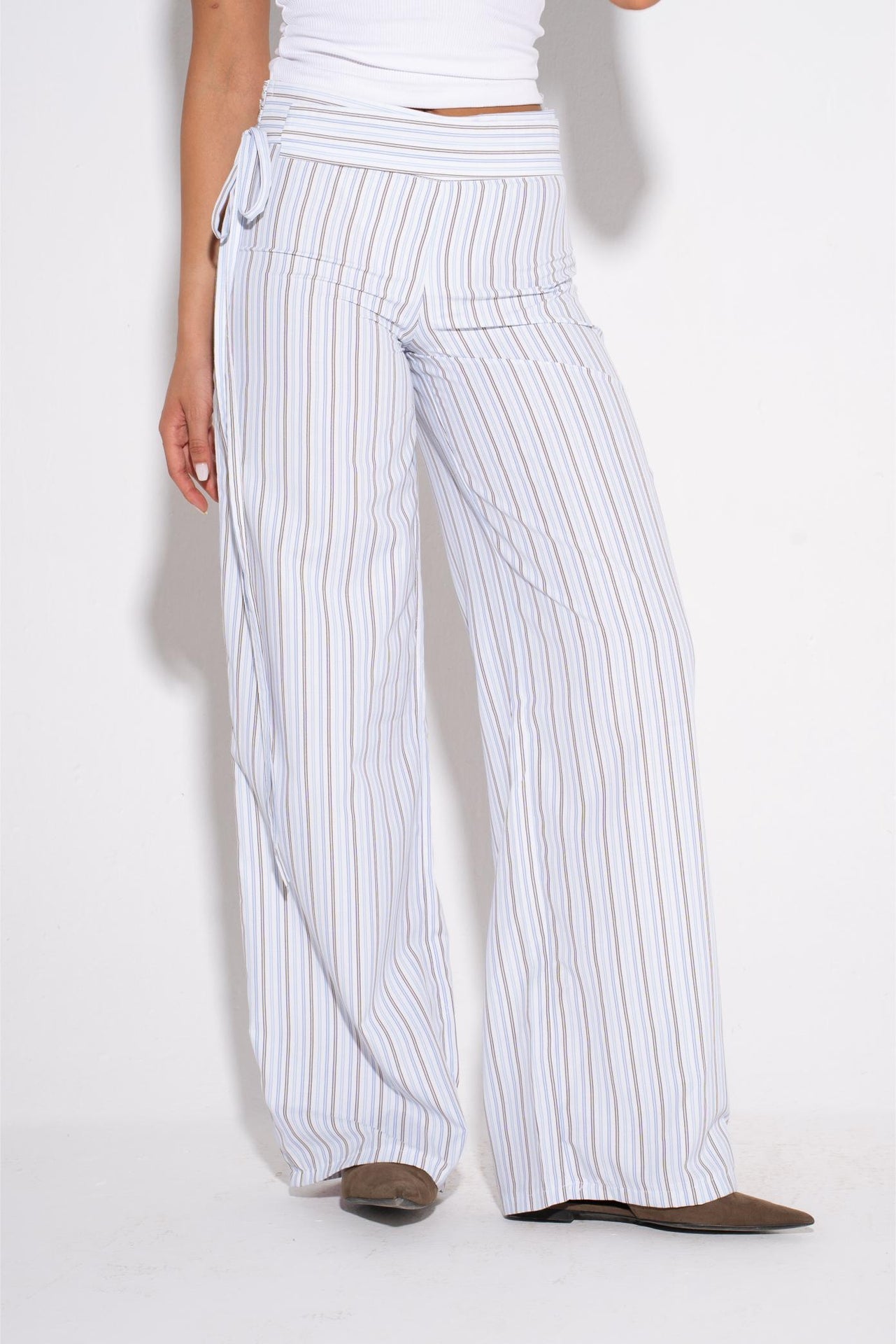 Summer Striped Pants - White