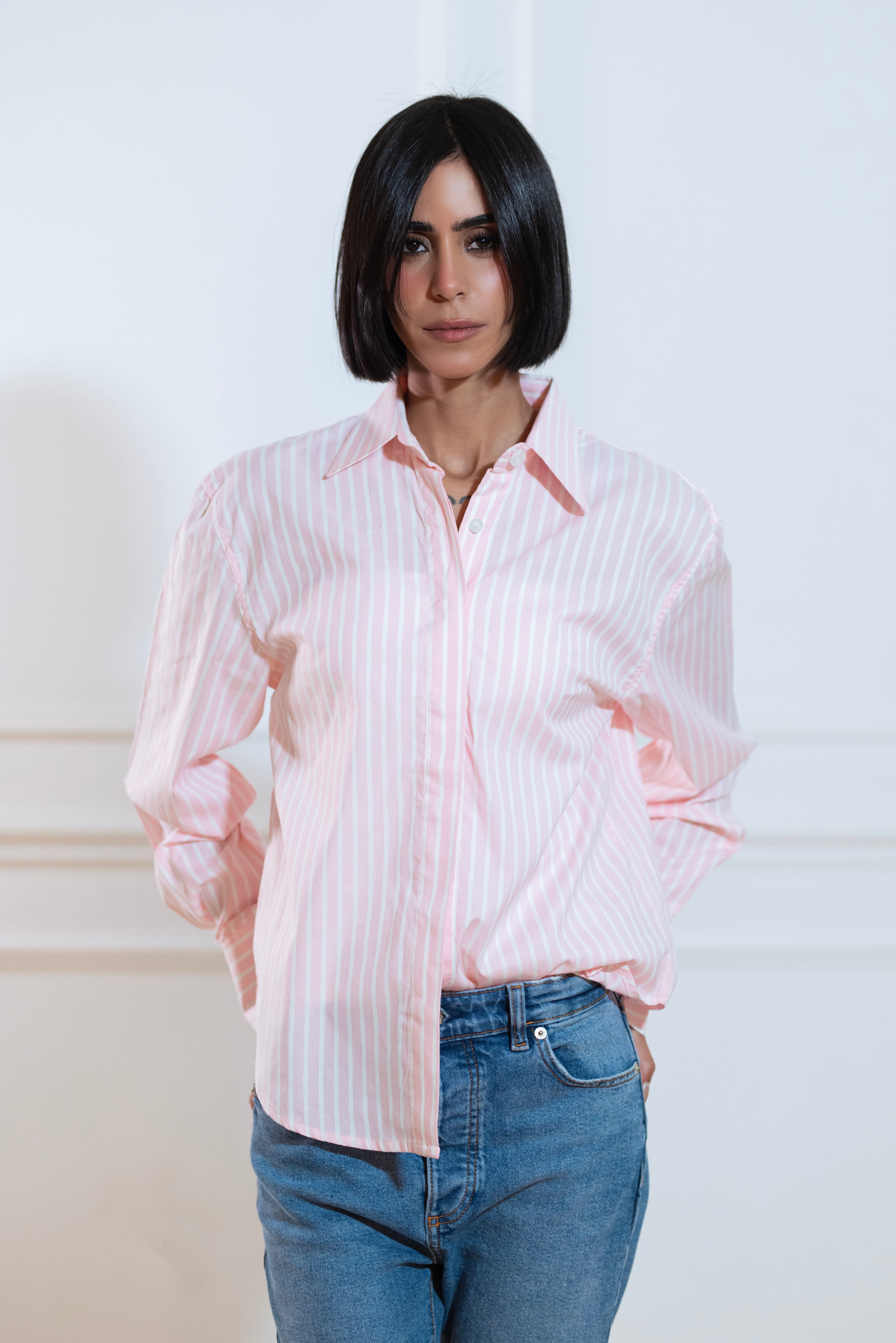 Cotton Classic Striped Shirt - Pink