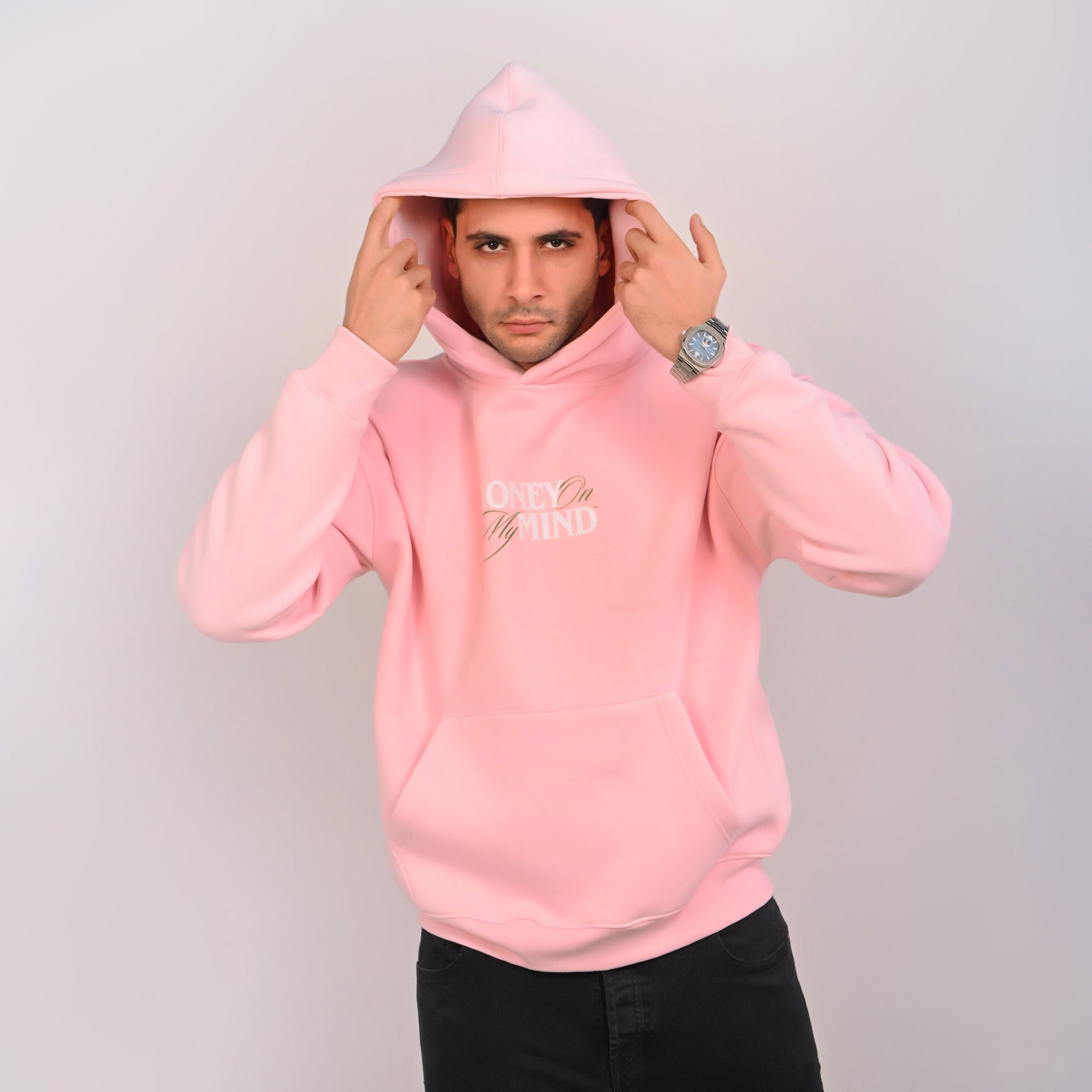 Graphic Relaxed Fit Hoodie – Baby Pink