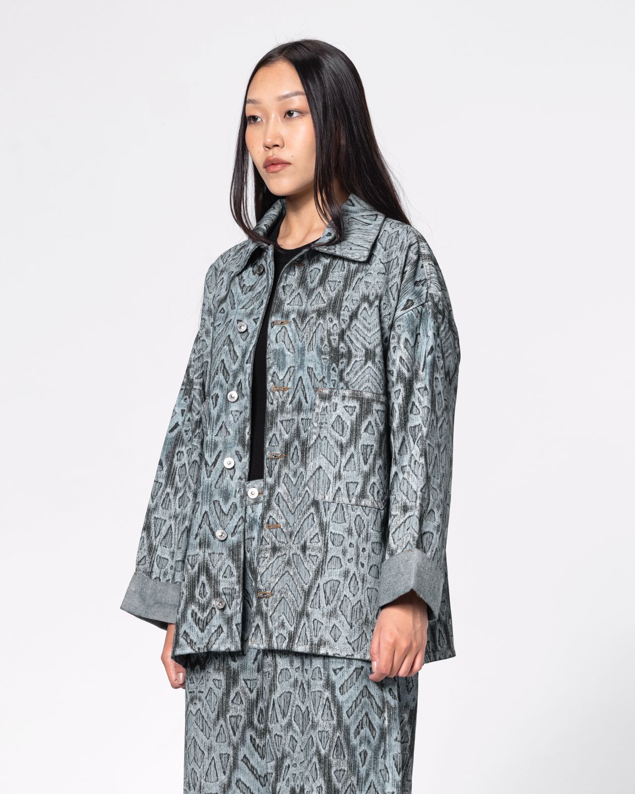 Cotton Iced Jakar Denim Set - Multicolor