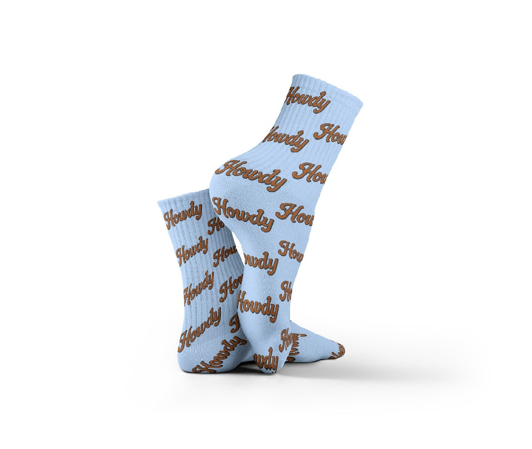 Cotton Howdy Pattern Crew Socks - Multicolor