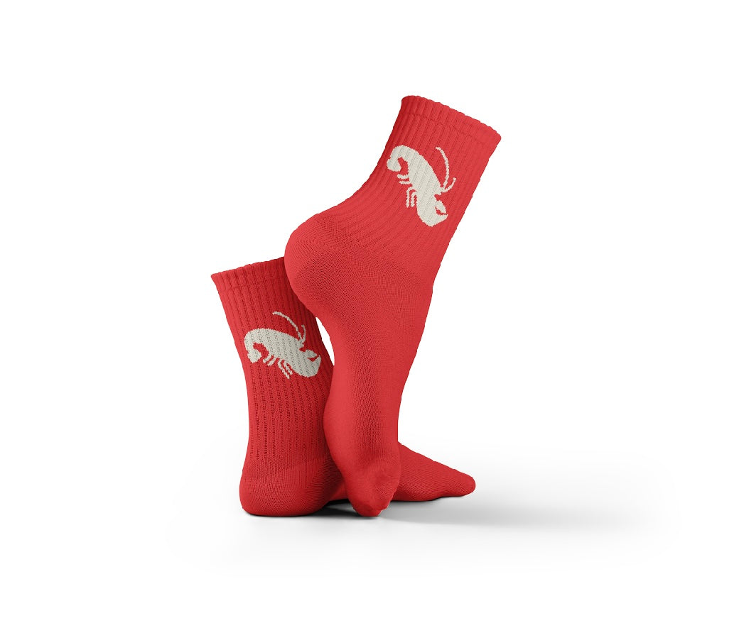 Cotton Shrimp Pattern Crew Socks - Red