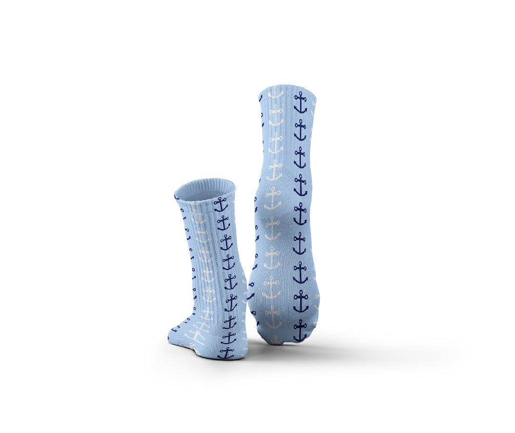 Cotton Anchor Pattern Crew Socks – Multicolor