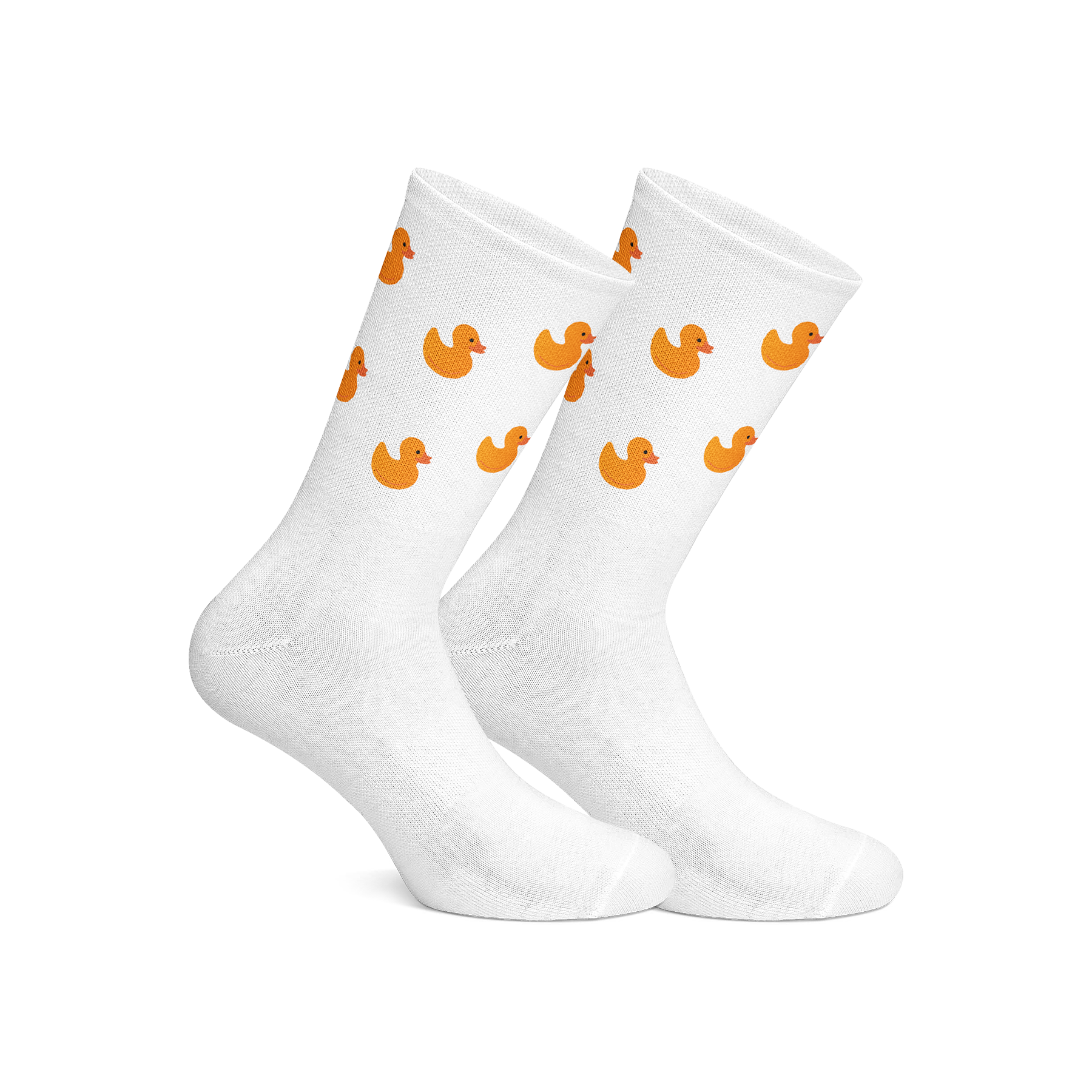 Cotton Duck Pattern Crew Socks – White