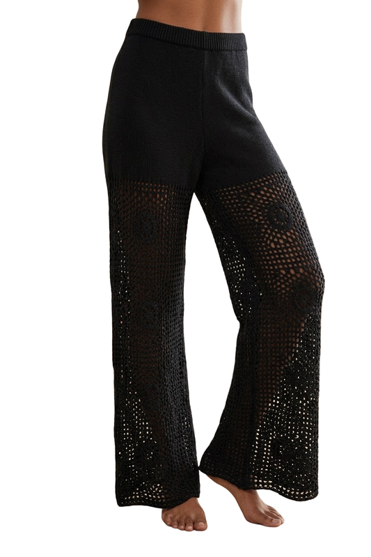 Crochet Wide Pants - Black