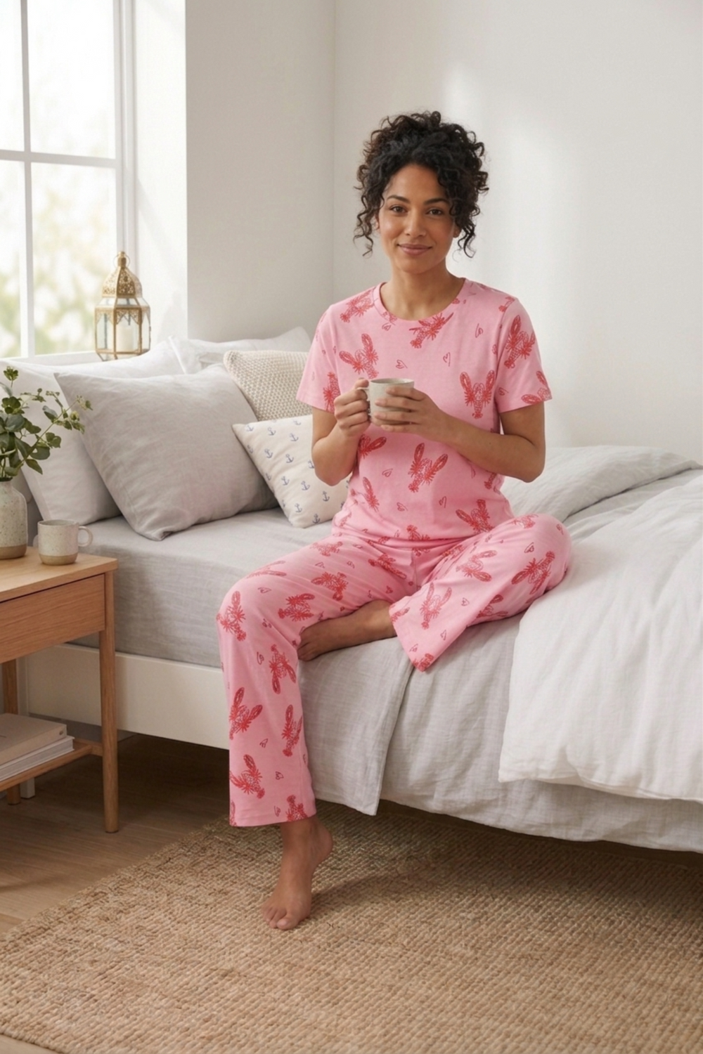 Micro Lobster Print Pajama Set – Pink