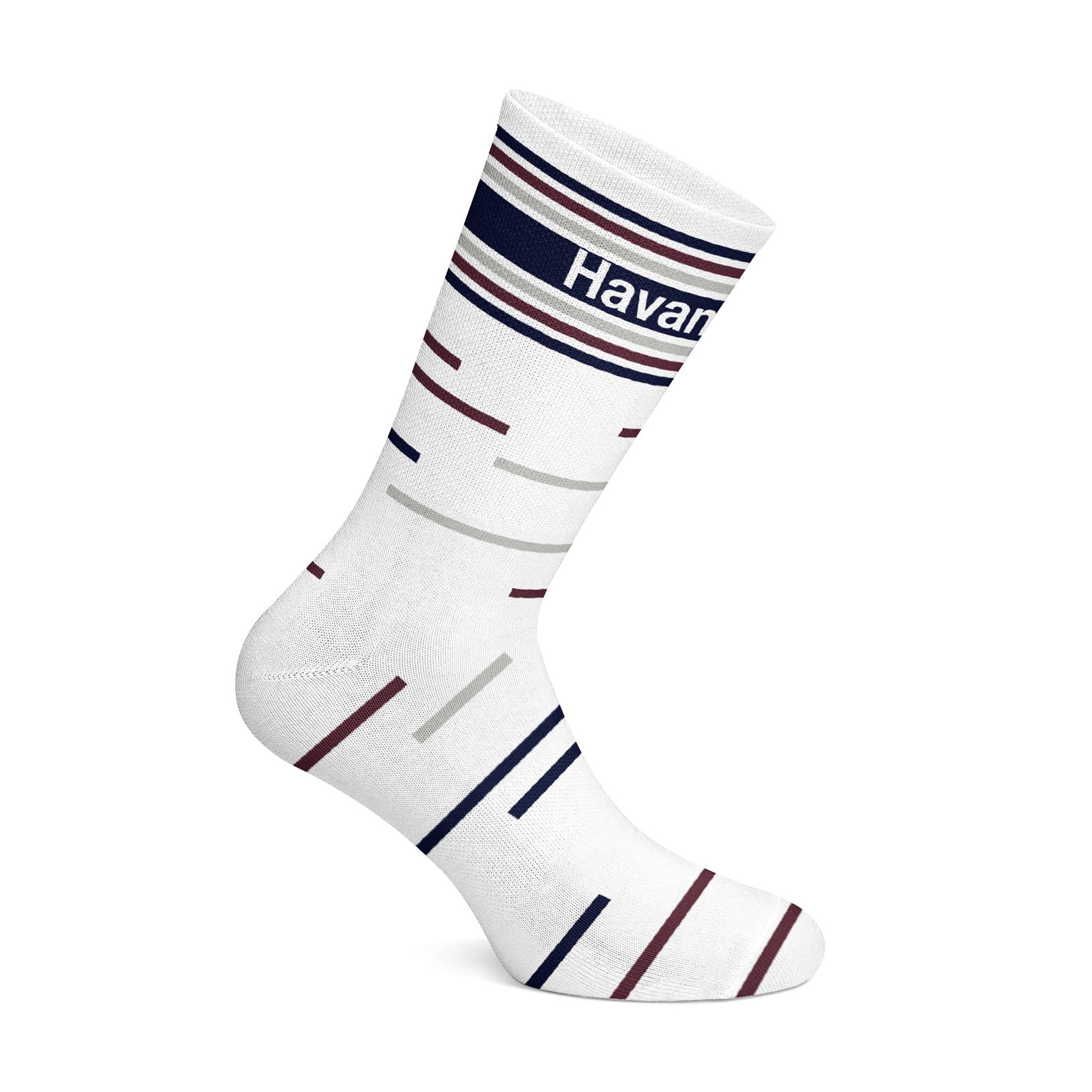 Cotton Mosaic Pattern Crew Socks – White