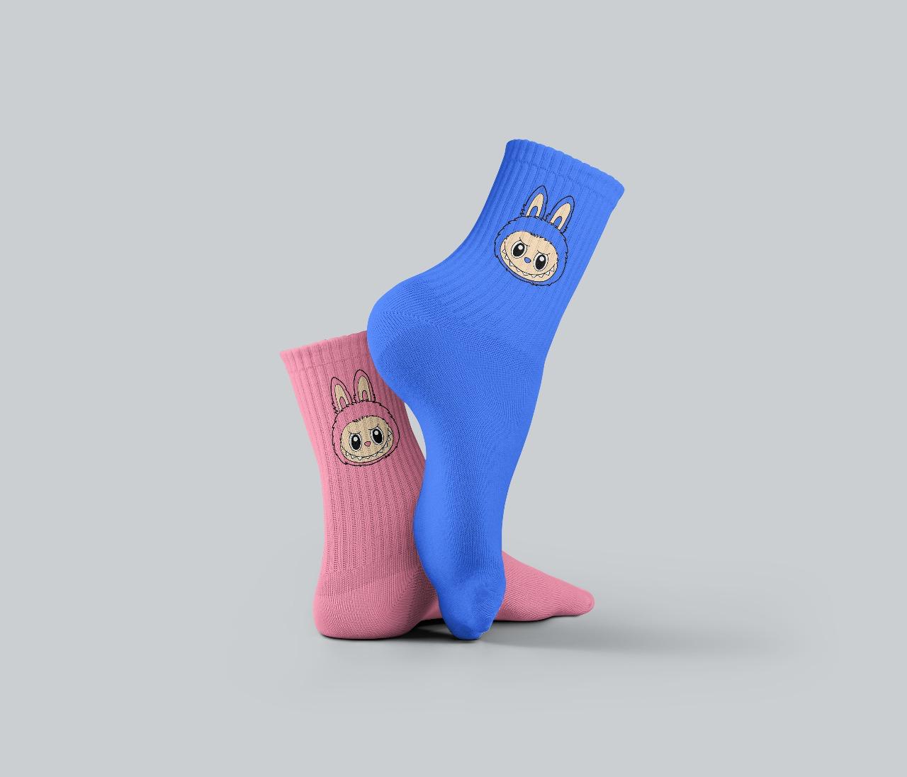 Cotton Labubu Bunny Crew Socks – Multicolor