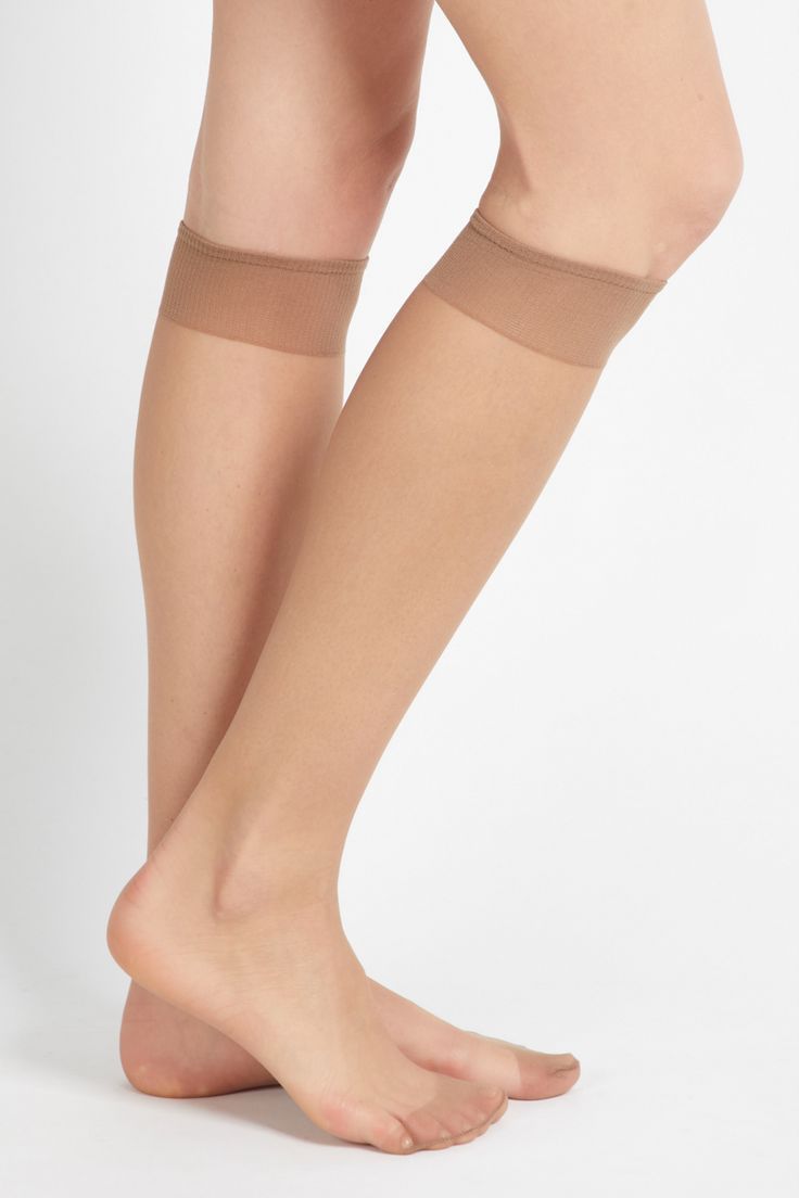 Nylon Sheer Mid-Calf Socks - Beige