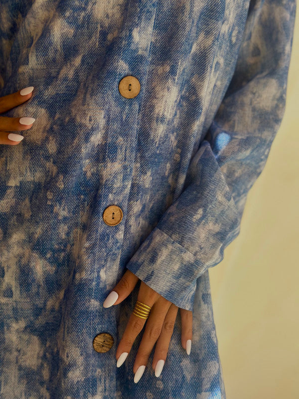 Linen Tie-Dye Shirt Dress – Jeans Blue