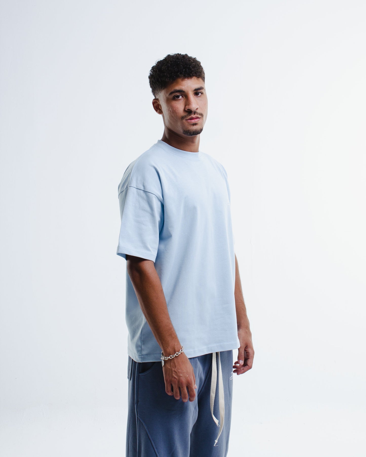 Cotton Graphic Oversized T-Shirt – Light Blue