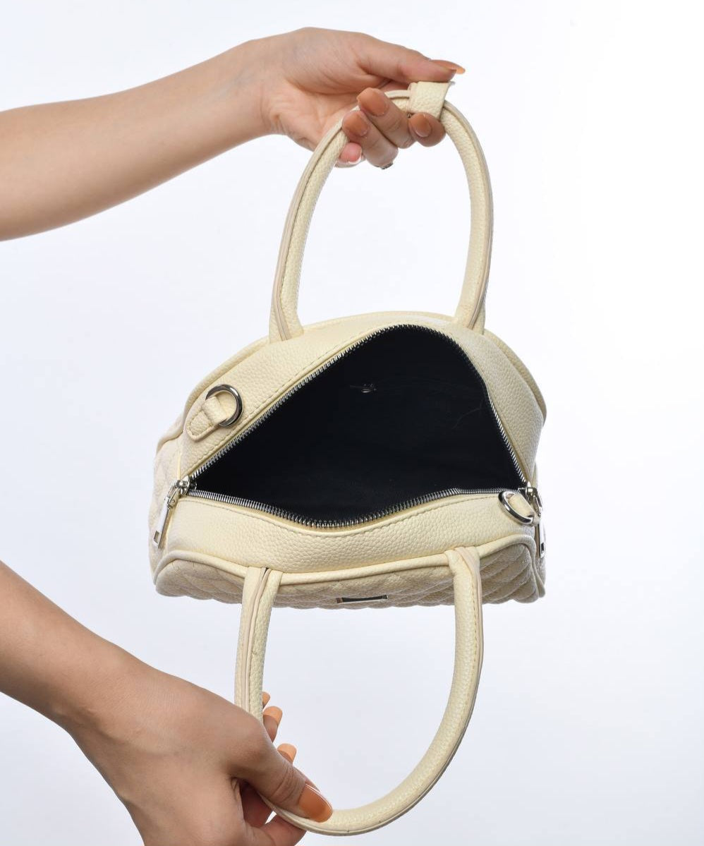 Faux Leather Quilted Dome Shoulder Bag – Black