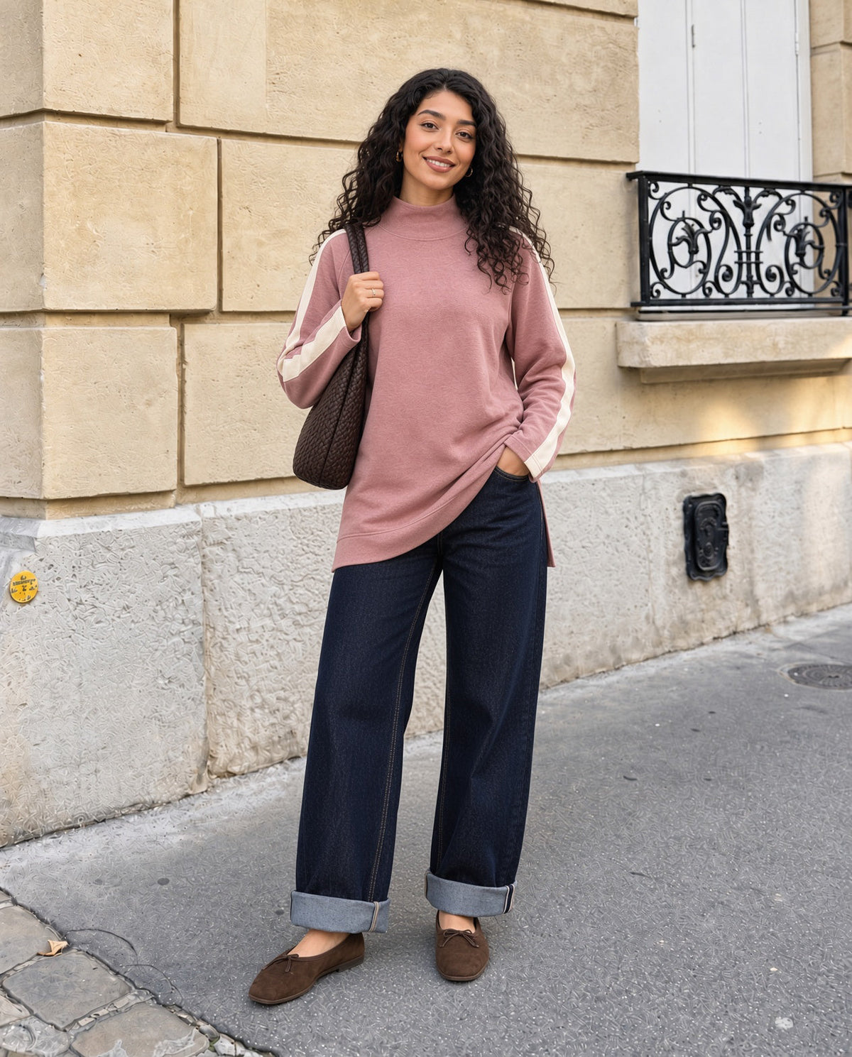 High Neck Stripe Top
