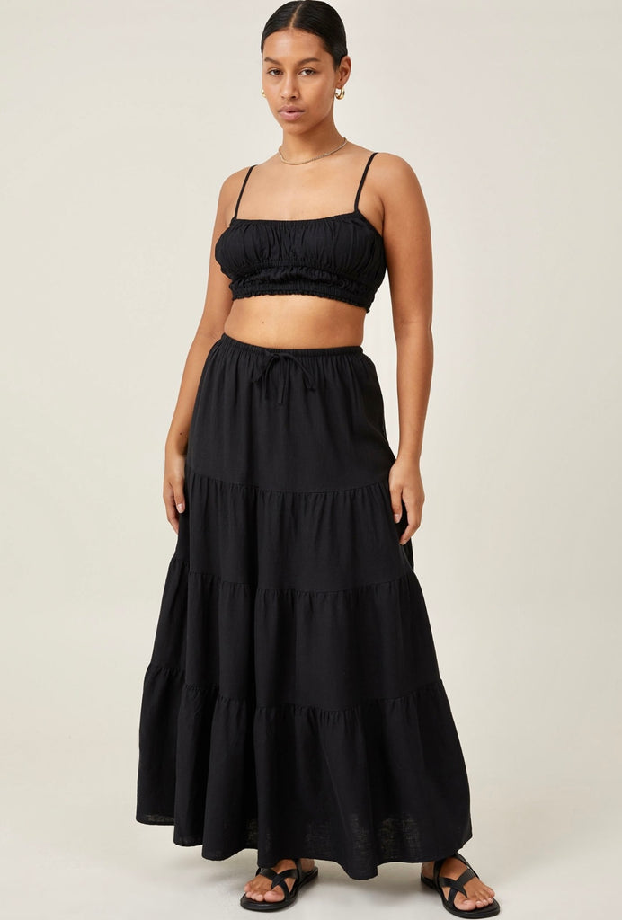 Flowy Maxi Summer Skirt - Black