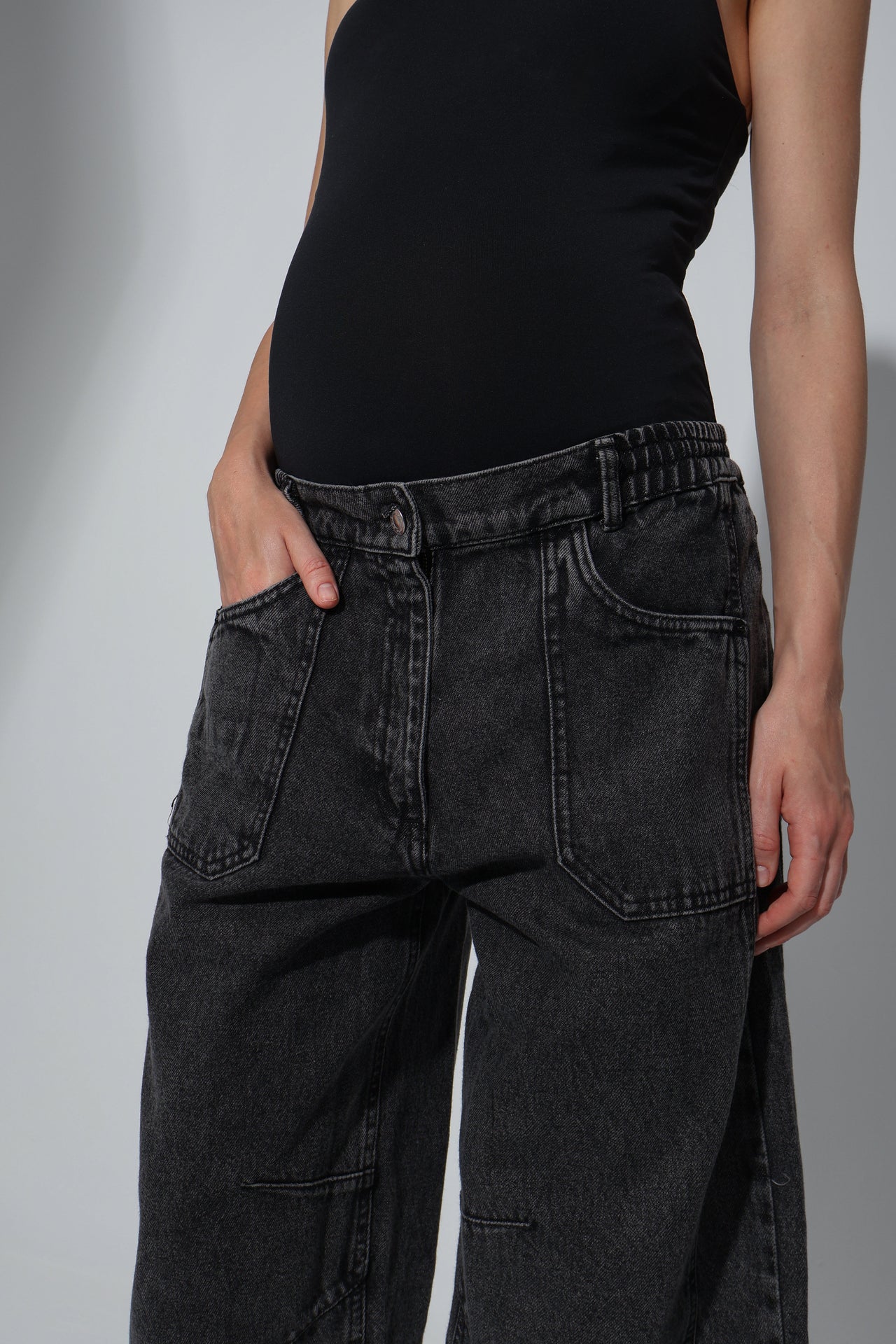 Denim Solid Balloon-Fit Maternity Jeans