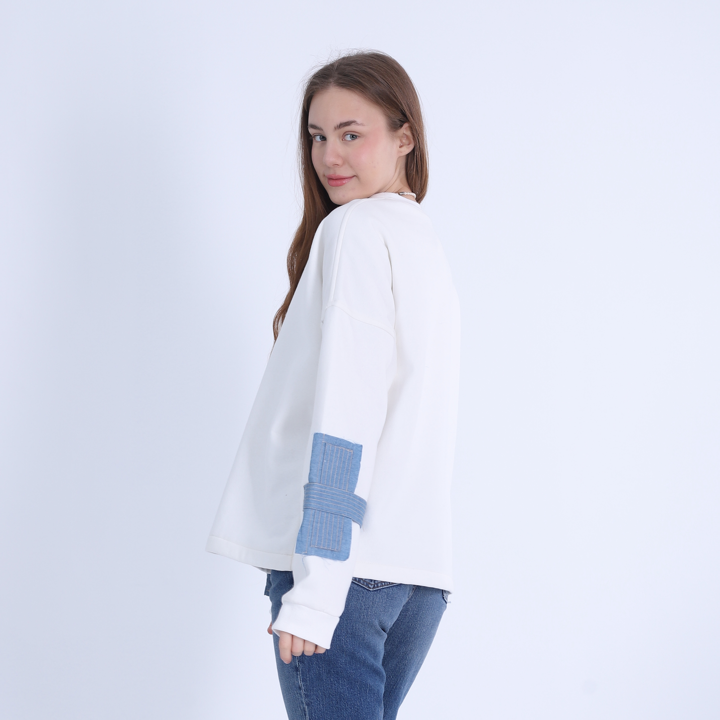Melton Hoodie with Jeans Pocket-Off White