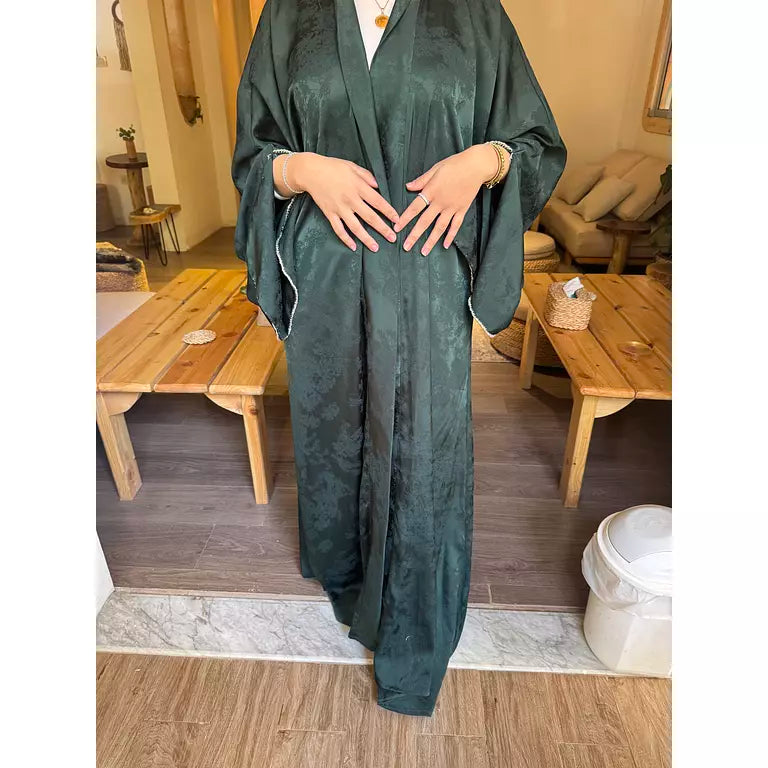 Jacquard Pattern Abaya – Green