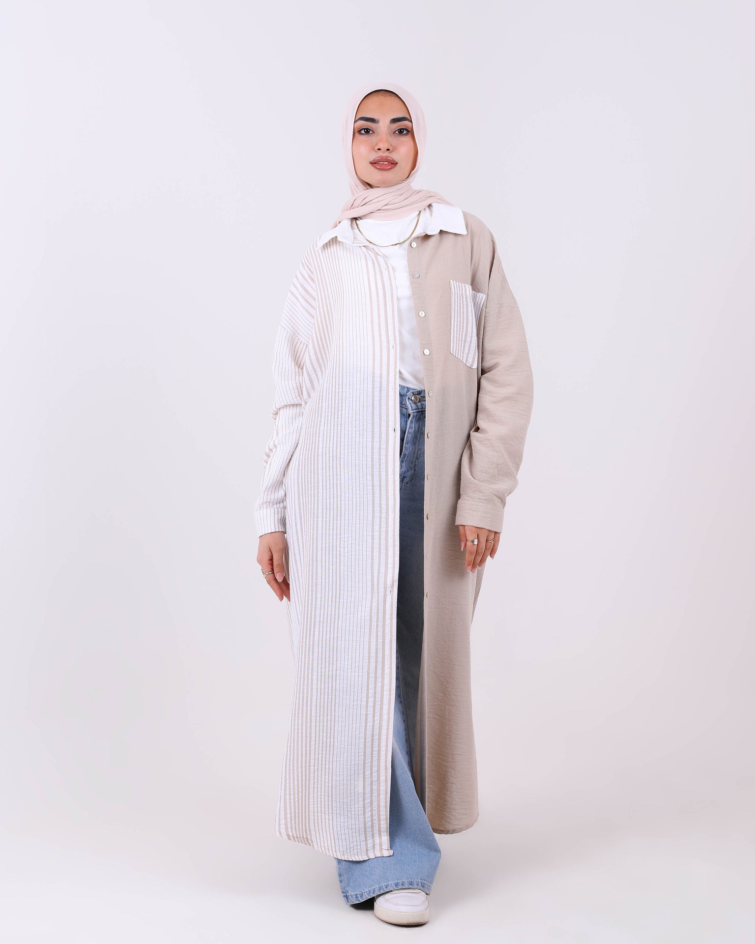 Two-Tone Maxi Dress Shirt